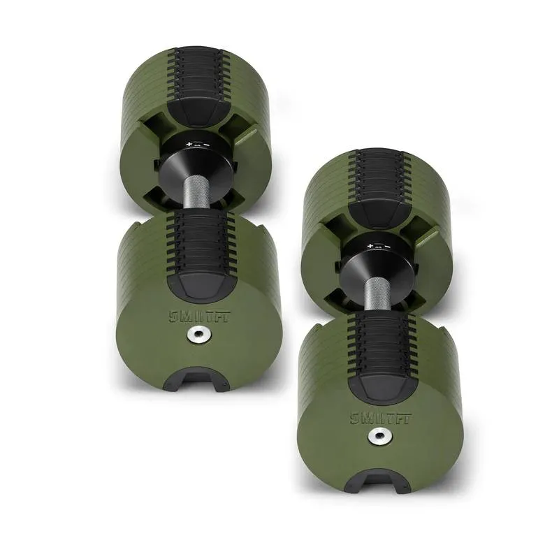 SMRTFT Nobells - 5-80lb Adjustable Dumbbell Pair - Tactical, Bikes,Treadmills, Fixed Barbell Set (With Stand)