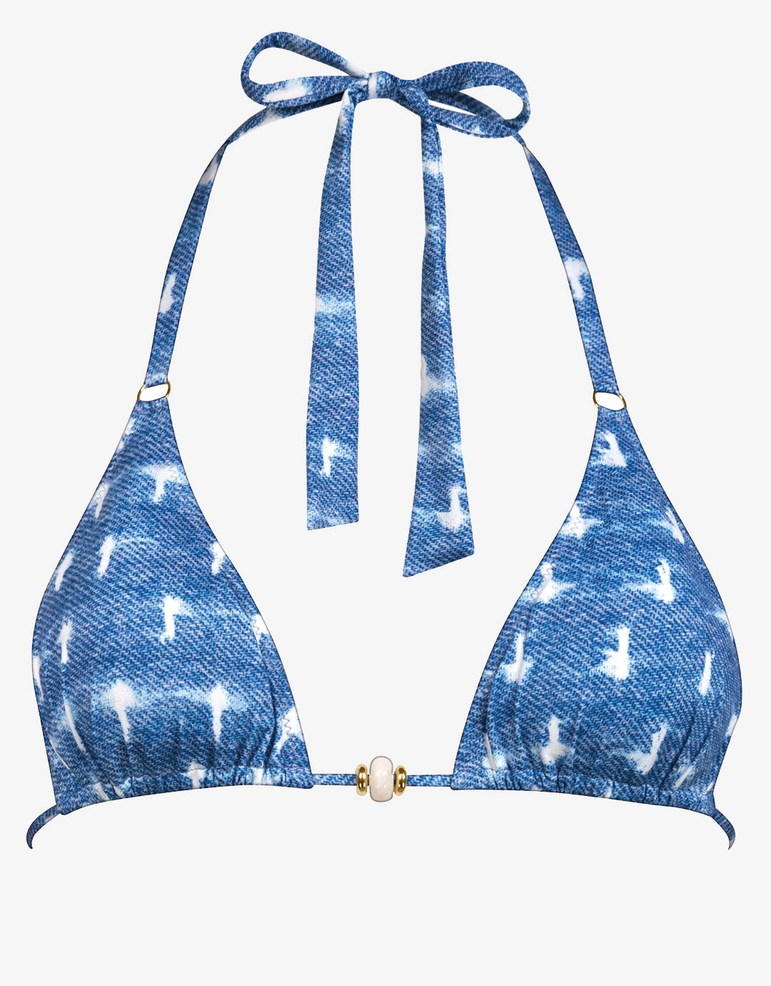 Urban Indigo Triangle Bikini Top - Denim White