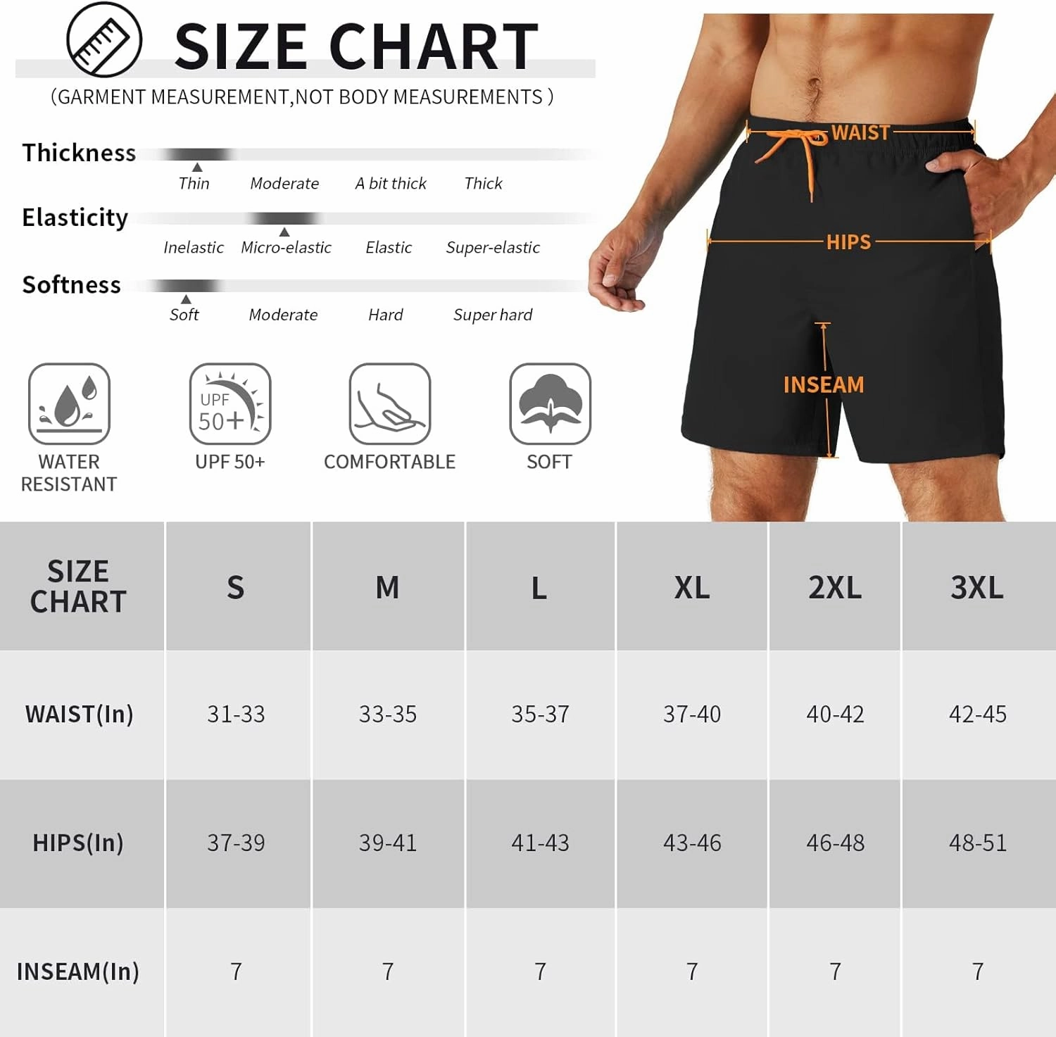 URBEST Men's Swim Trunks with Compression Liner Quick Dry Beach Shorts with Pockets for Beach and Swimming