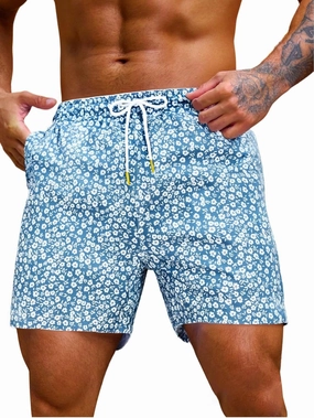 Verdusa Men's Drawstring Waist Swimwear Beach Shorts Swim Trunks with Pockets