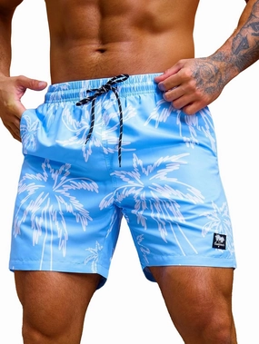 Verdusa Men's Drawstring Waist Swimwear Beach Shorts Swim Trunks with Pockets