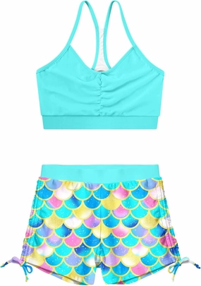 Vieille Girls Swimsuit 2 Piece Bikini Bathing Suit Quick Dry Swimwear Size 7-12 Years