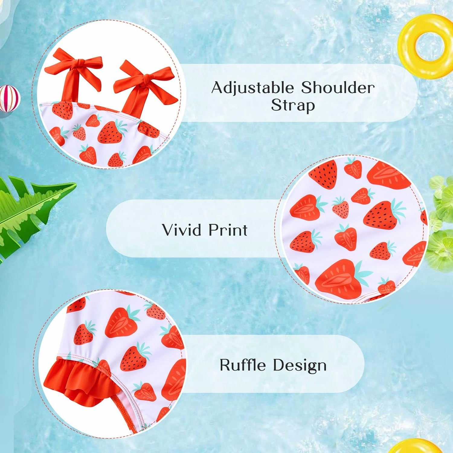 Vieille Toddler Girls Swimsuits Ruffle Bathing Suits One Piece Swimwear 2-6T