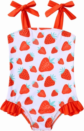 Vieille Toddler Girls Swimsuits Ruffle Bathing Suits One Piece Swimwear 2-6T