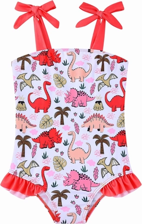 Vieille Toddler Girls Swimsuits Ruffle Bathing Suits One Piece Swimwear 2-6T