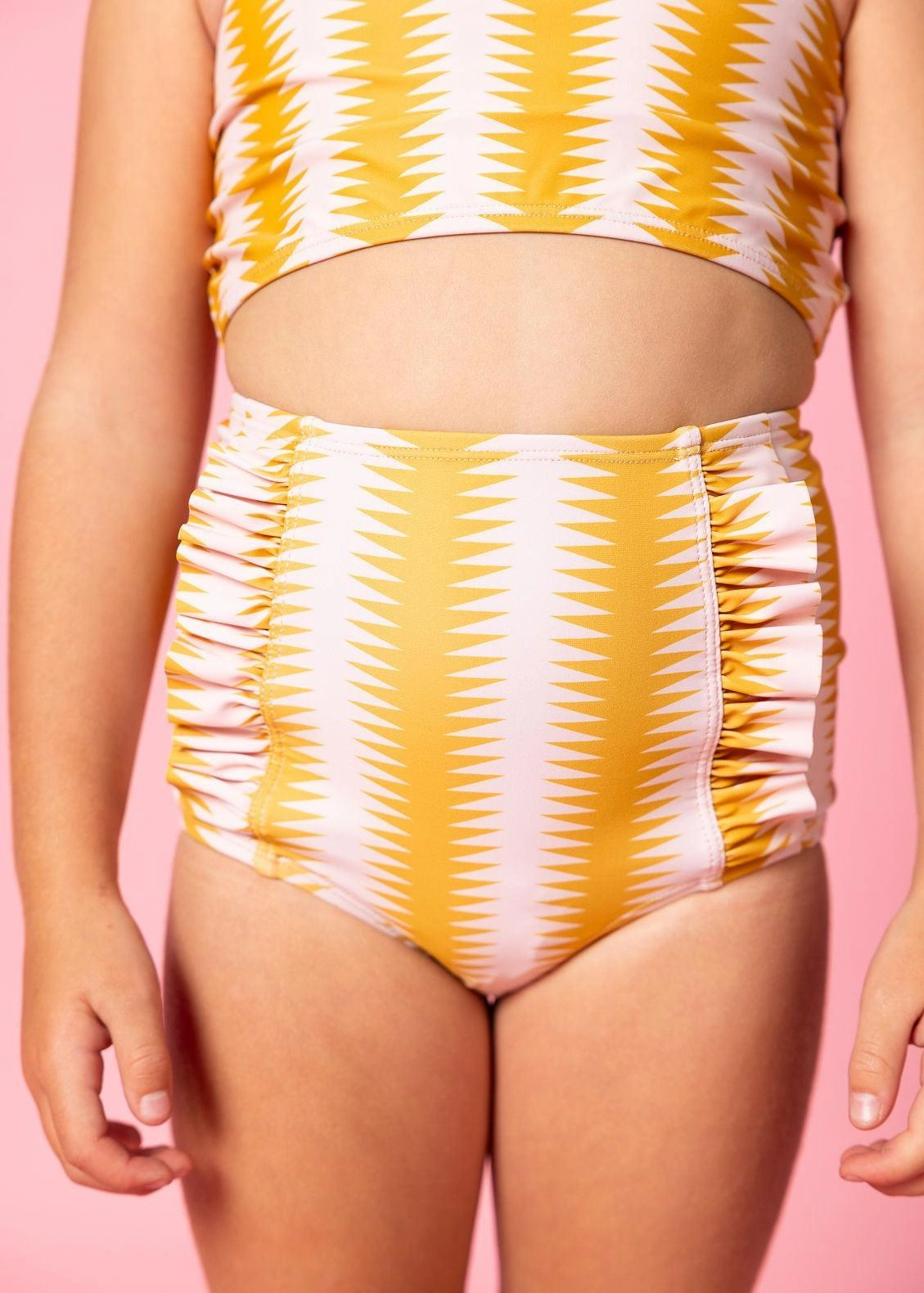 Vintage Triangles | Mini Down in Front Ruffle Bottoms