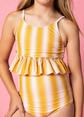 Vintage Triangles | Youth Peplum Top