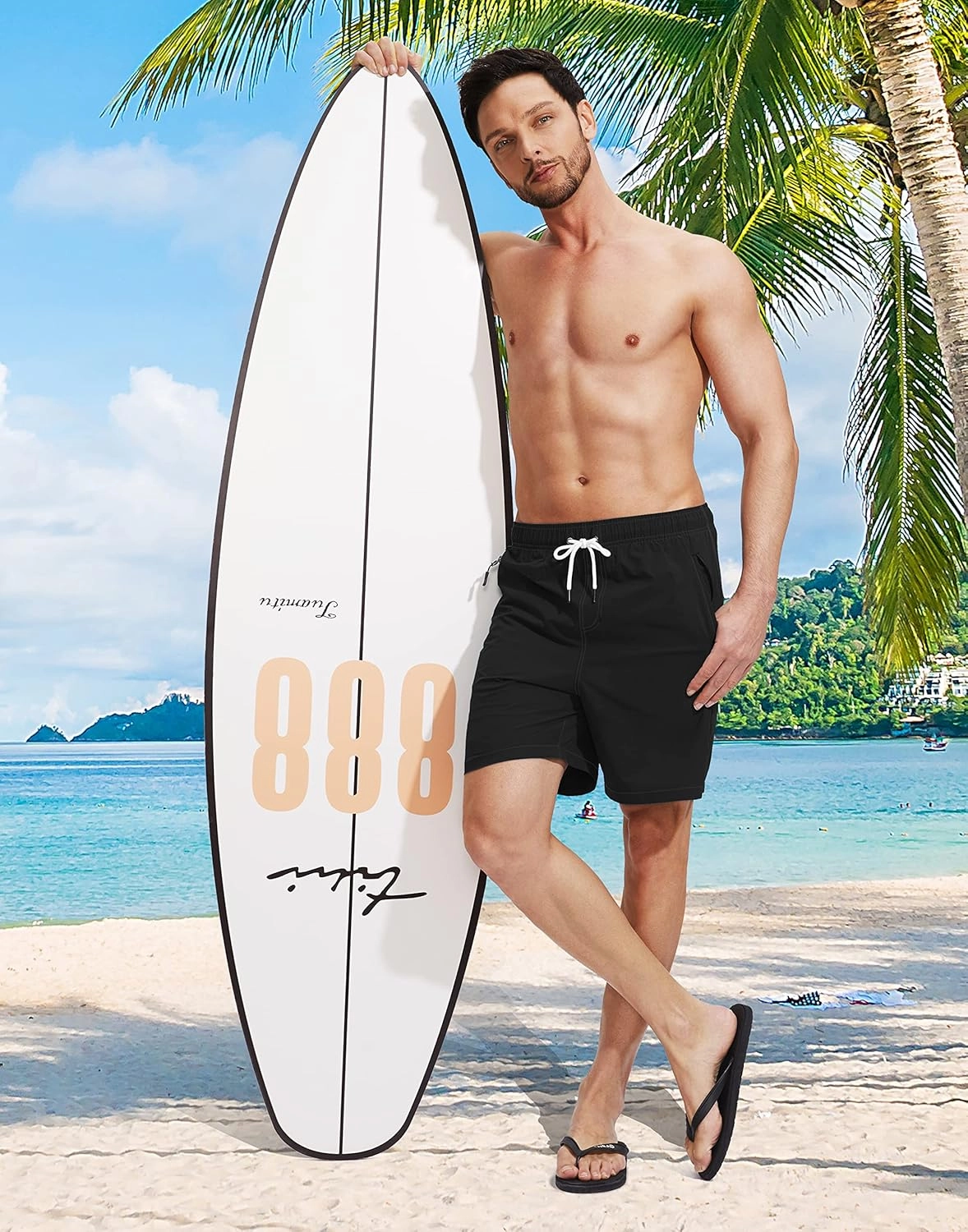 Viodia Men's Swim Trunks with Compression Liner Quick Dry Board Shorts Swimsuit Swimwear for Men with Zipper Pockets