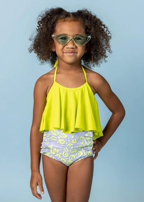 Vivid Cheetah | Mini Down in Front Ruffle Bottoms