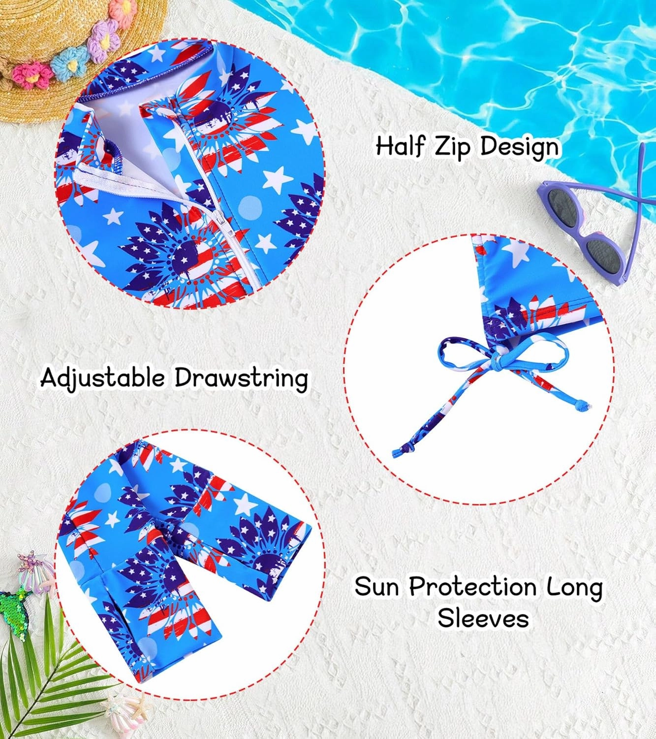 Vogseek 3-12T Girls Rash Guard 2 Pieces Bathing Suit Long Sleeve Swimsuit Swimming Skirt with Shorts Swimwear