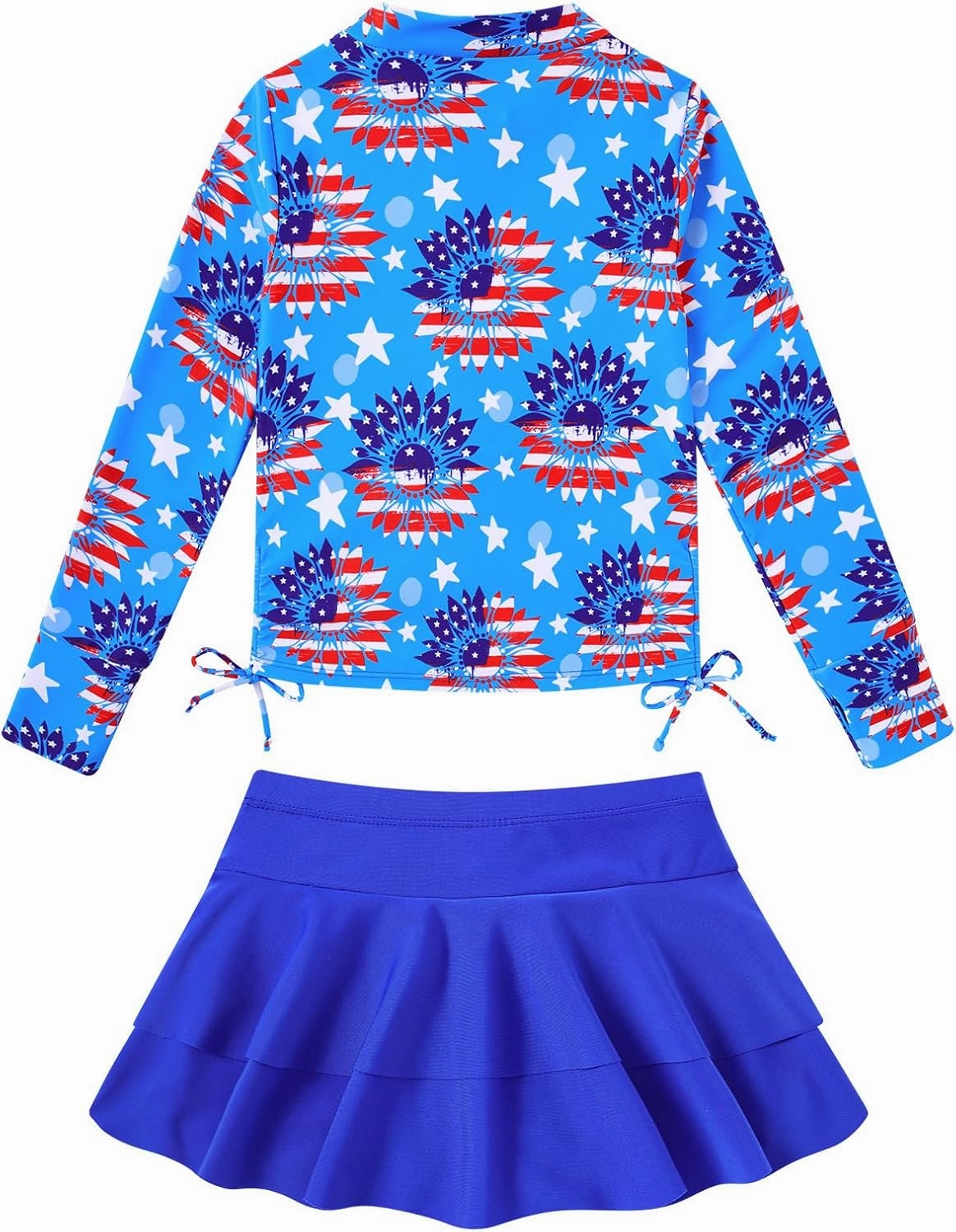 Vogseek 3-12T Girls Rash Guard 2 Pieces Bathing Suit Long Sleeve Swimsuit Swimming Skirt with Shorts Swimwear