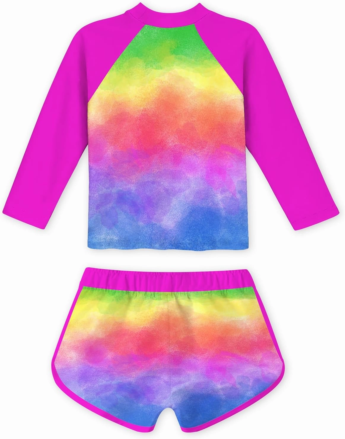 Vogseek 4-10T Girls Rashguard 2 Pieces Long Sleeve Swimsuit Swimwear with Shorts