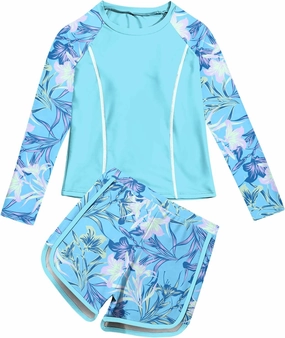 Vogseek Girls Rash Guard Swimsuits 2 Piece Bathing Suit UPF 50  Summer Swimwear Size 7-12T