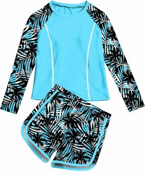 Vogseek Girls Rash Guard Swimsuits 2 Piece Bathing Suit UPF 50  Summer Swimwear Size 7-12T