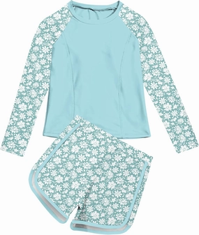 Vogseek Girls Rash Guard Swimsuits 2 Piece Bathing Suit UPF 50  Summer Swimwear Size 7-12T