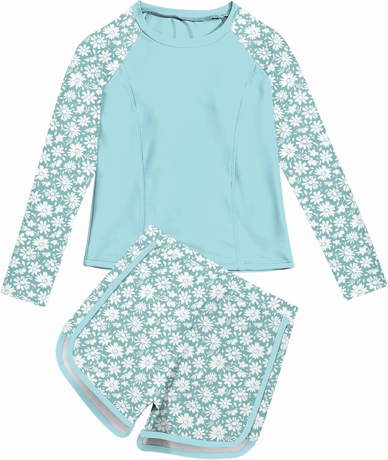 Vogseek Girls Rash Guard Swimsuits 2 Piece Bathing Suit UPF 50  Summer Swimwear Size 7-12T
