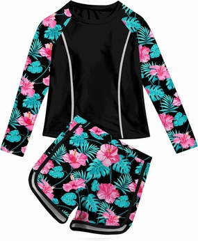 Vogseek Girls Rash Guard Swimsuits 2 Piece Bathing Suit UPF 50  Summer Swimwear Size 7-12T