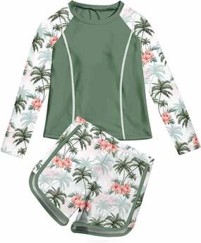 Vogseek Girls Rash Guard Swimsuits 2 Piece Bathing Suit UPF 50  Summer Swimwear Size 7-12T