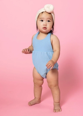 Waffled Barely Blue | Baby Romper One-Piece