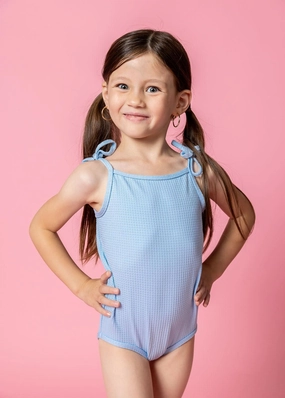 Waffled Barely Blue | Baby Simply One-Piece