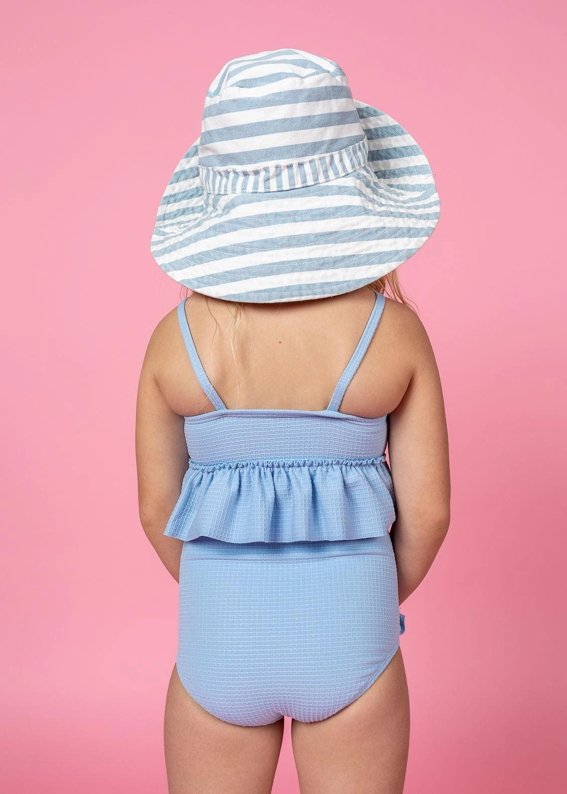 Waffled Barely Blue | Mini Down in Front Ruffle Bottoms