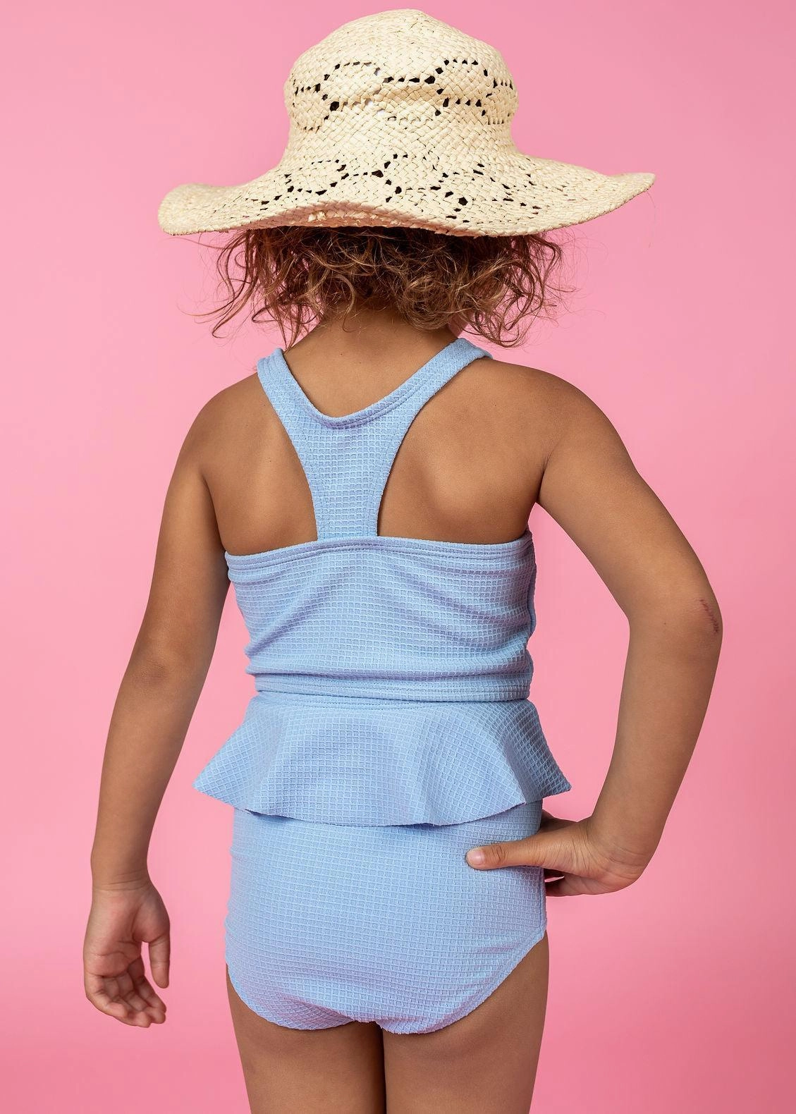 Waffled Barely Blue | Mini Peplum Bottoms