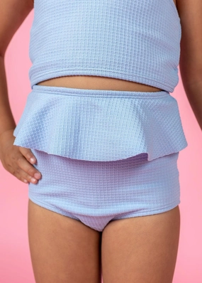 Waffled Barely Blue | Mini Peplum Bottoms