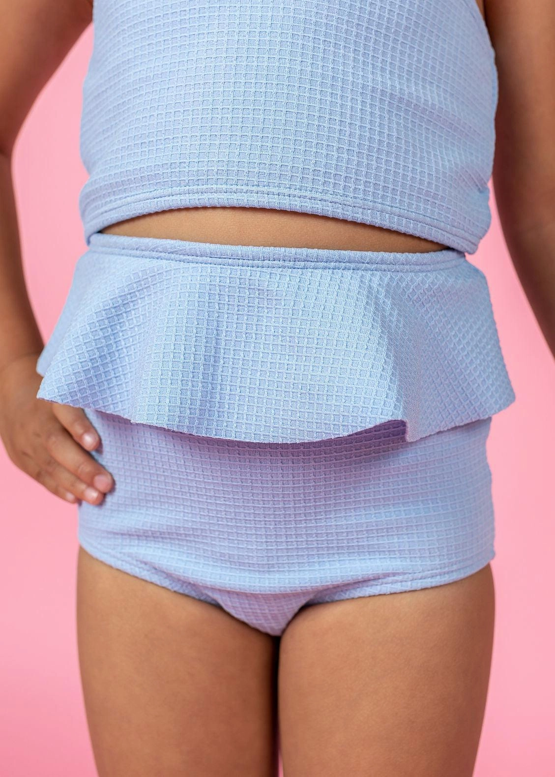 Waffled Barely Blue | Mini Peplum Bottoms