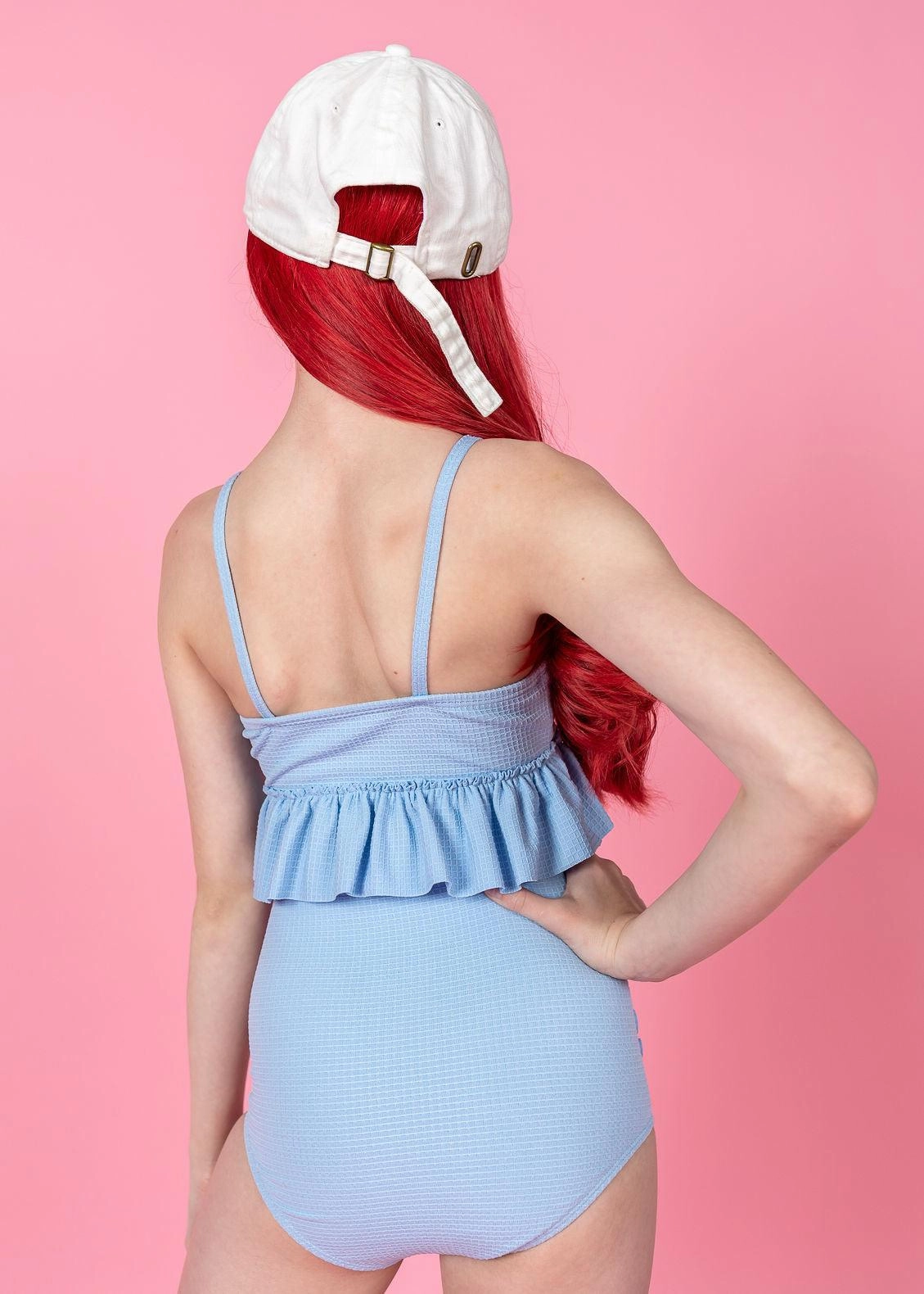 Waffled Barely Blue | Youth Down in Front Ruffle Bottoms