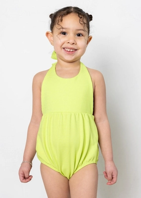 Waffled Glow Green | Baby Romper One-Piece