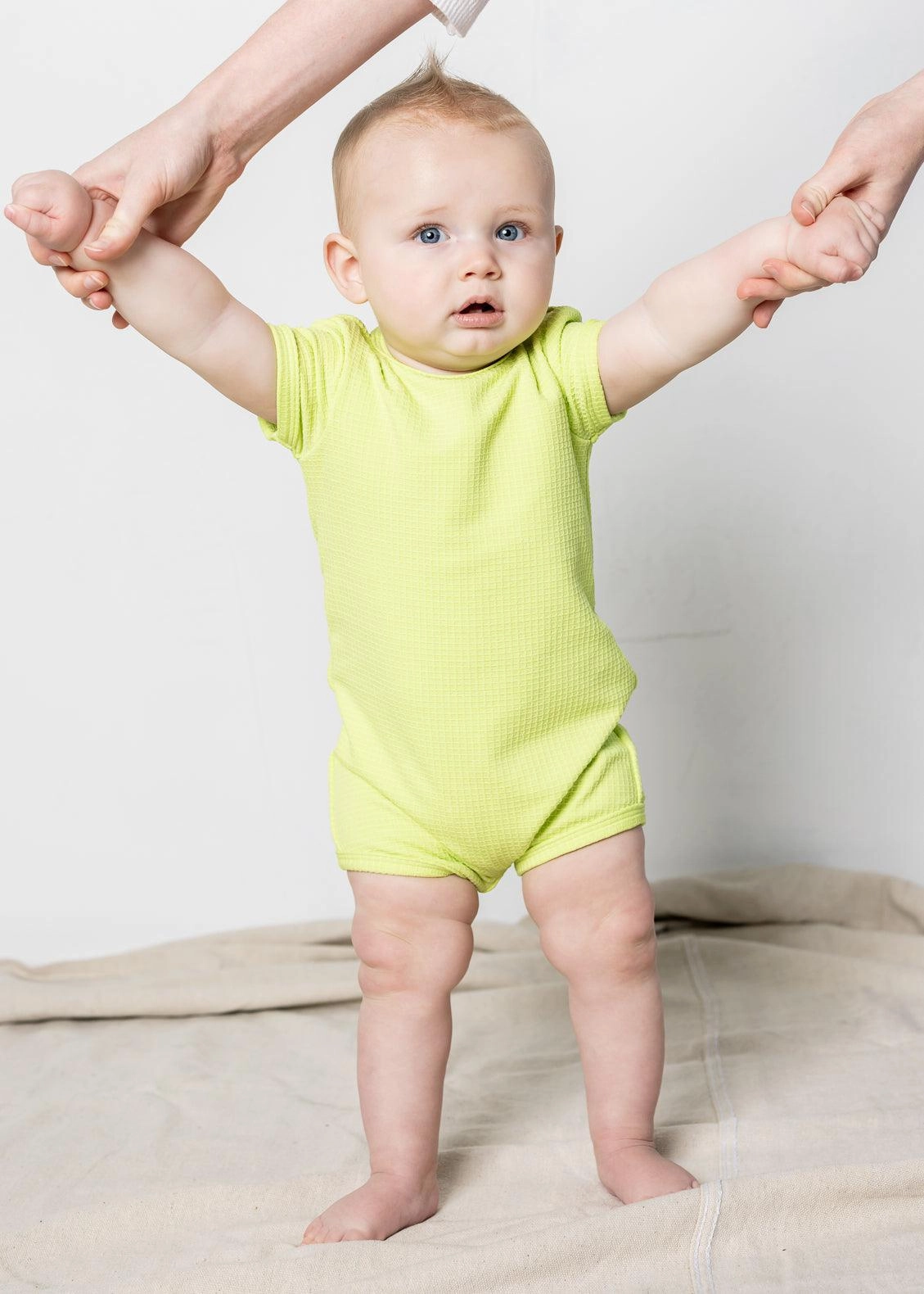 Waffled Glow Green | Baby Shorties Rashguard (Unisex)