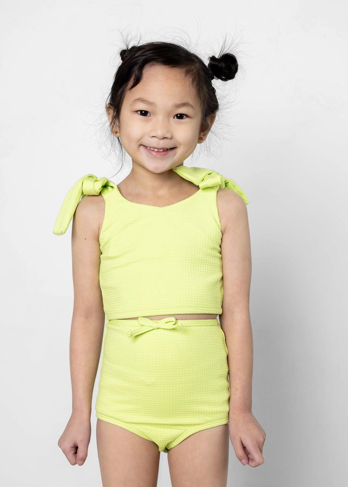 Waffled Glow Green | Mini Bow Bottoms