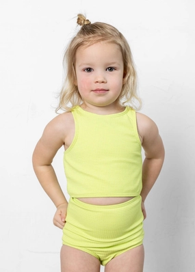 Waffled Glow Green | Mini High-Waisted Bottoms