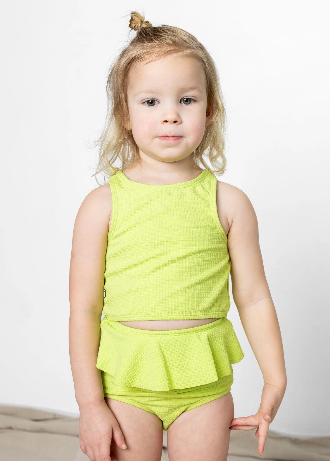 Waffled Glow Green | Mini Peplum Bottoms