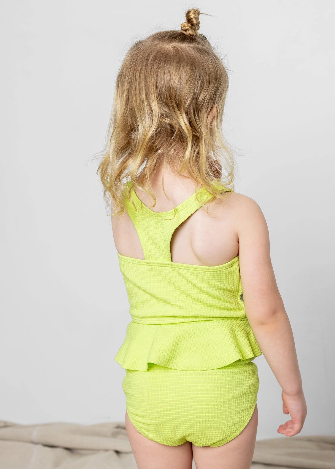 Waffled Glow Green | Mini Peplum Bottoms