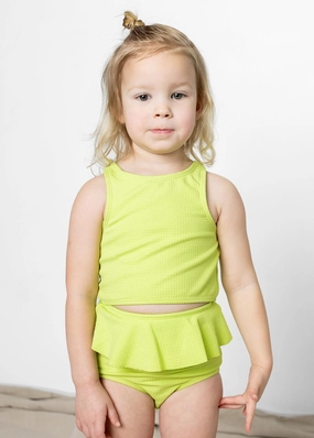 Waffled Glow Green | Mini Peplum Bottoms