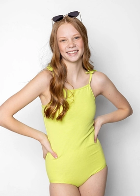 Waffled Glow Green | Youth Simply One-Piece