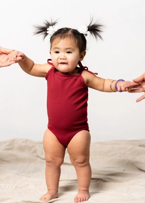 Waffled Maroon | Baby Simply One-Piece