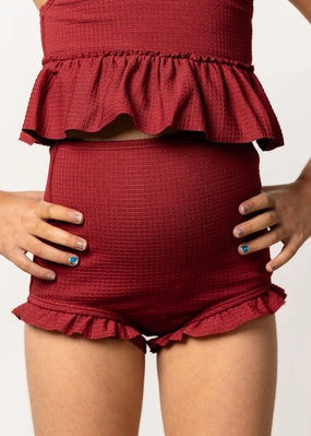 Waffled Maroon | Mini All Ruffled Up Bottoms