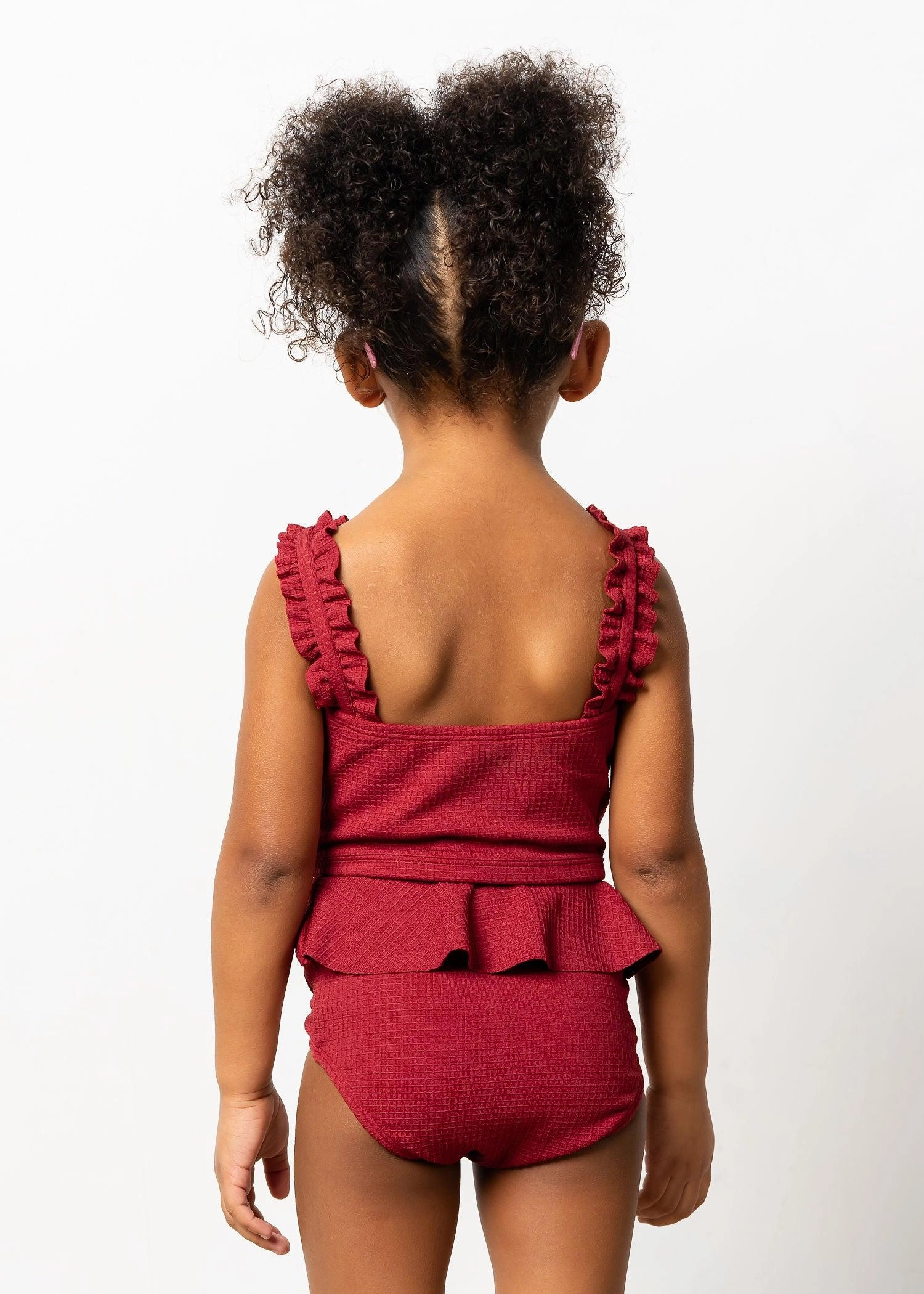 Waffled Maroon | Mini Peplum Bottoms