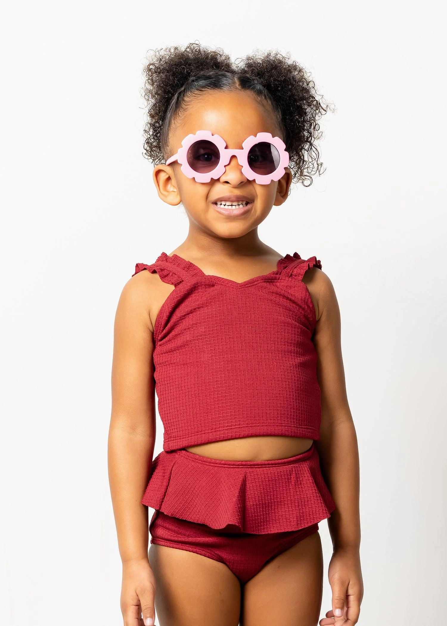 Waffled Maroon | Mini Peplum Bottoms
