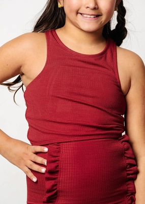 Waffled Maroon | Youth Racer Back Top