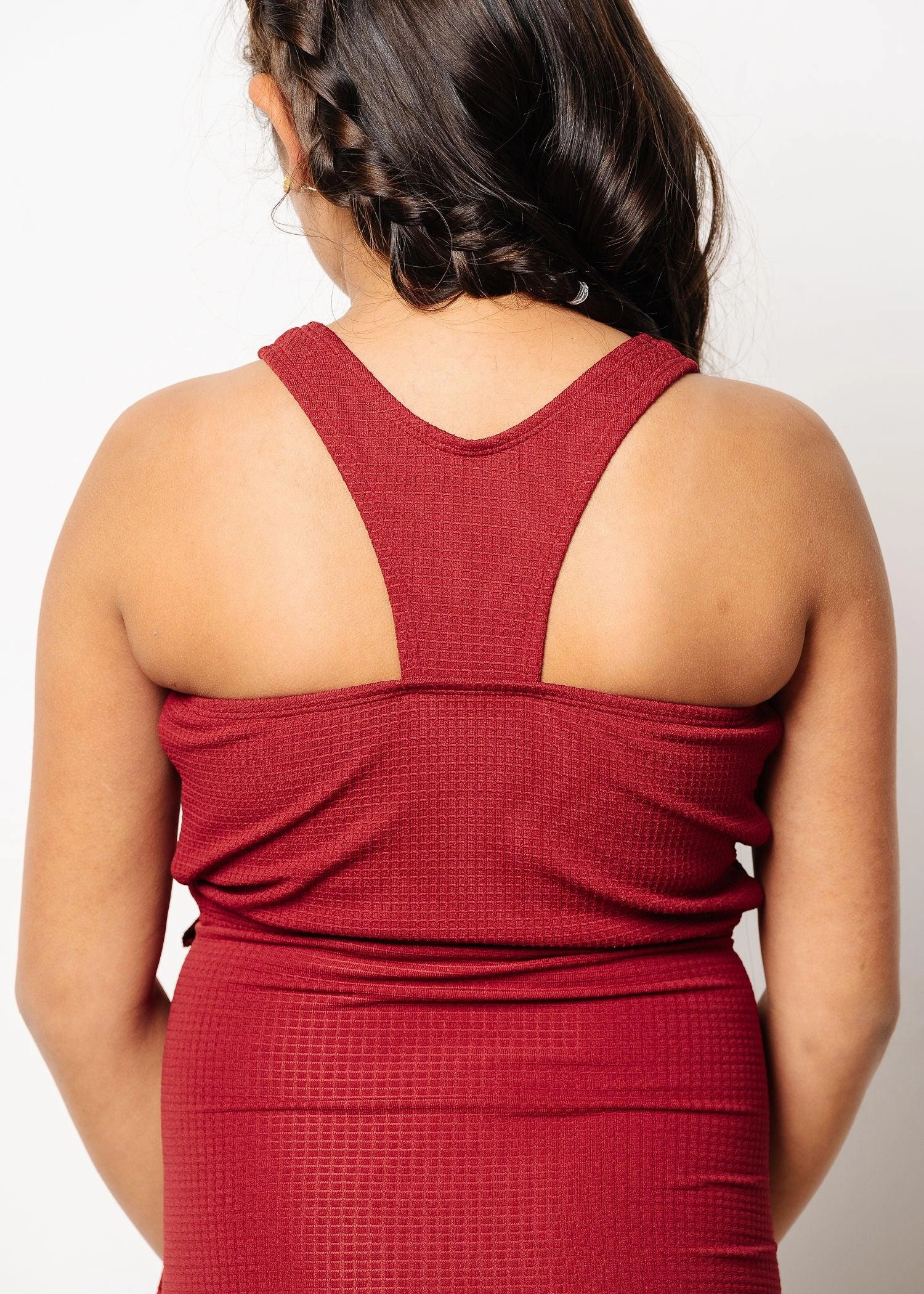 Waffled Maroon | Youth Racer Back Top