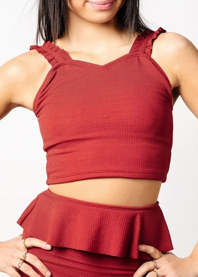 Waffled Maroon | Youth Ripple Top