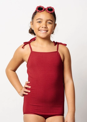 Waffled Maroon | Youth Simply One-Piece