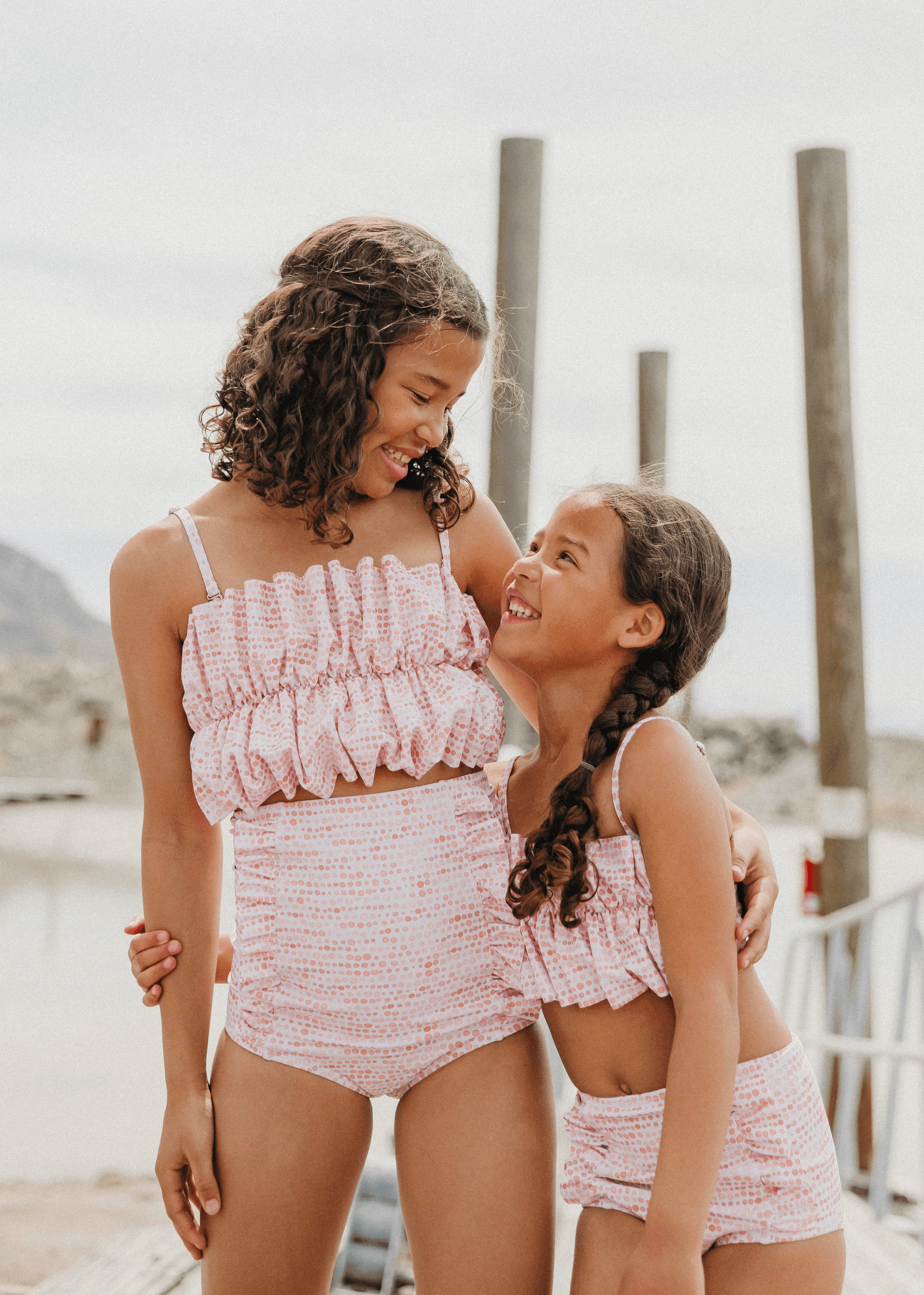 Watercolor Dots | Mini Down in Front Ruffle Bottoms