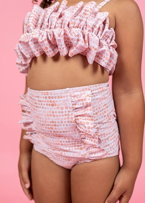 Watercolor Dots | Mini Down in Front Ruffle Bottoms