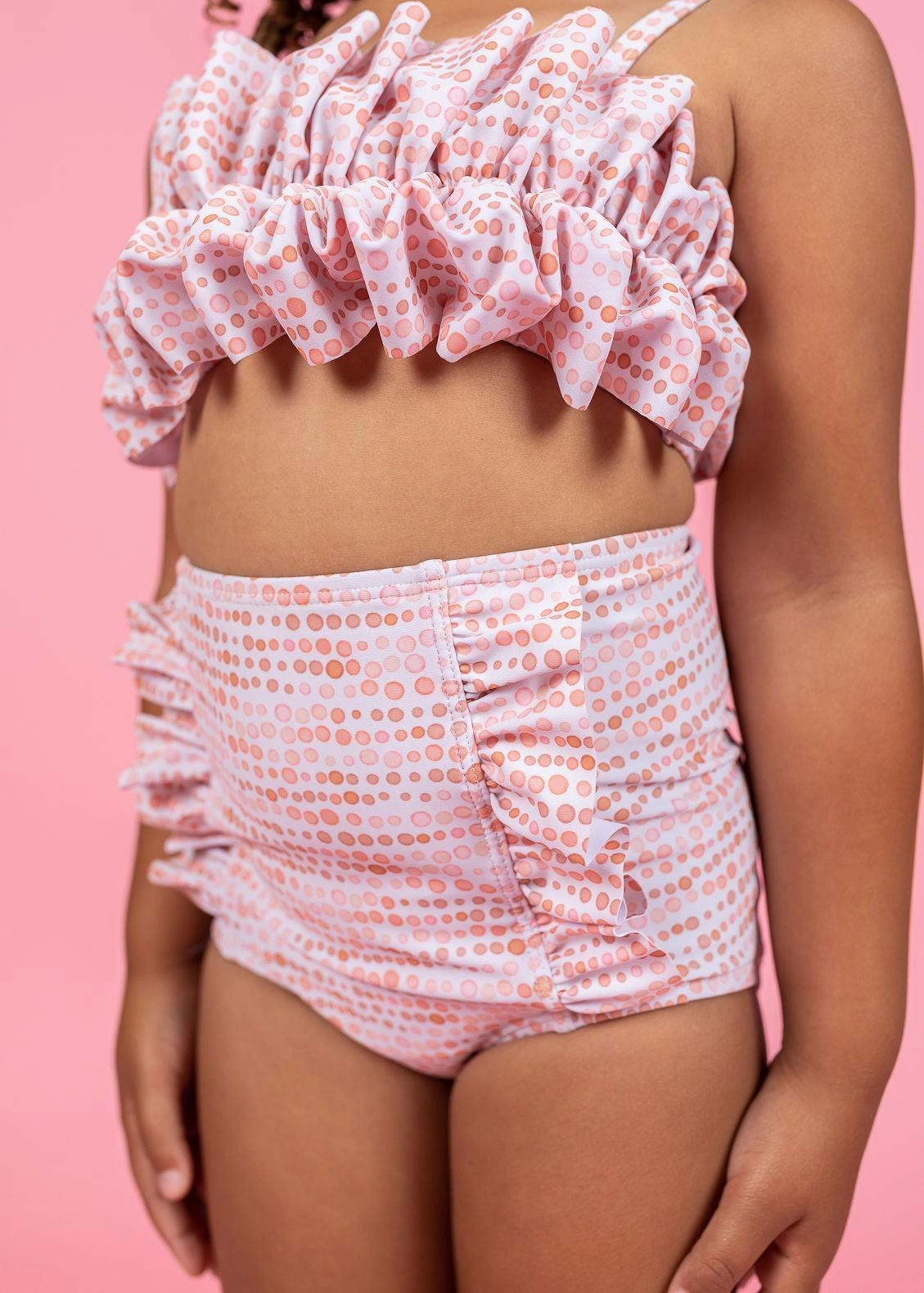 Watercolor Dots | Mini Down in Front Ruffle Bottoms