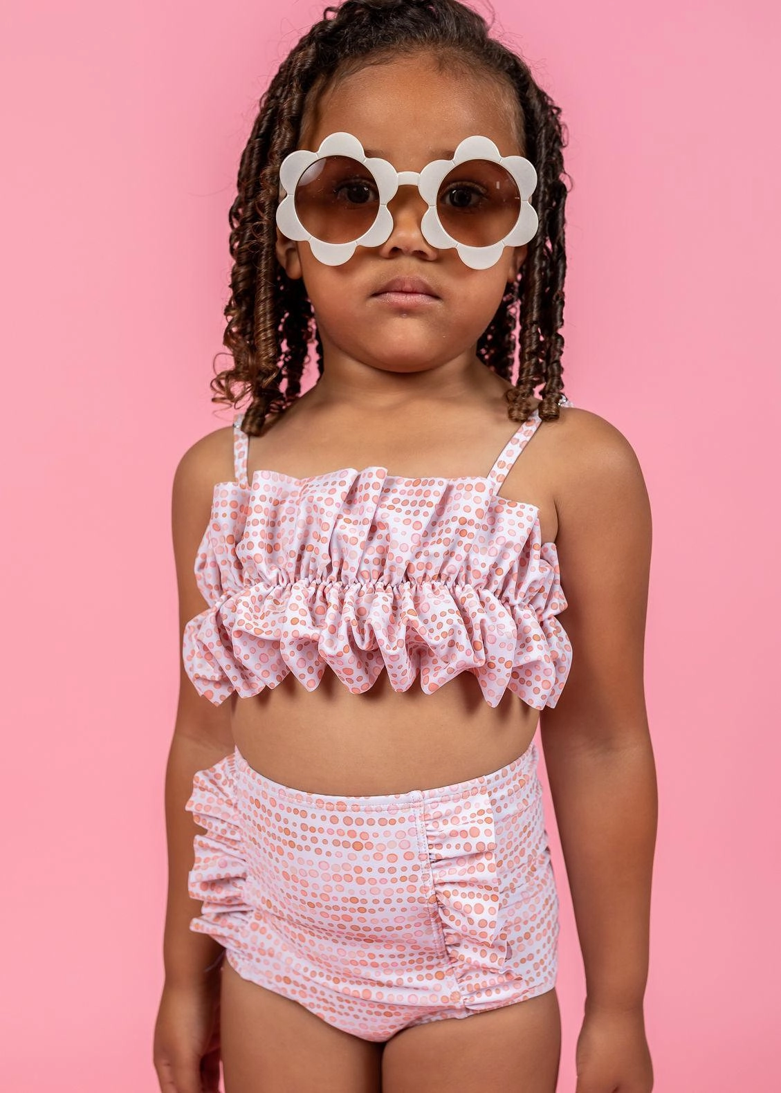 Watercolor Dots | Mini Down in Front Ruffle Bottoms