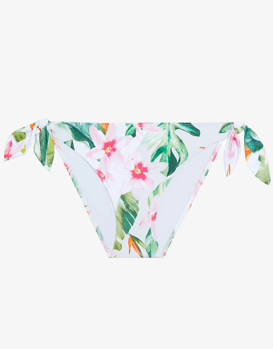 Watercolour Tropical Tie Side Hipster Bikini Pant - White Multi